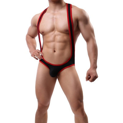 Contrast Suspender Singlet - Black/Red - BIG BUOY CLUB