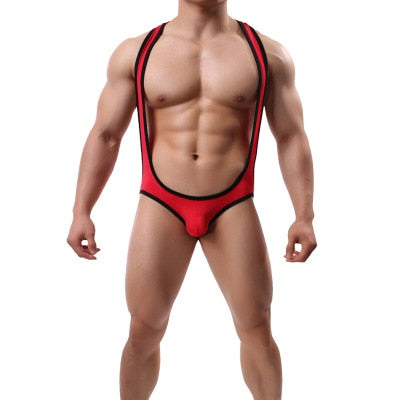 Contrast Suspender Singlet - Red/Black - BIG BUOY CLUB