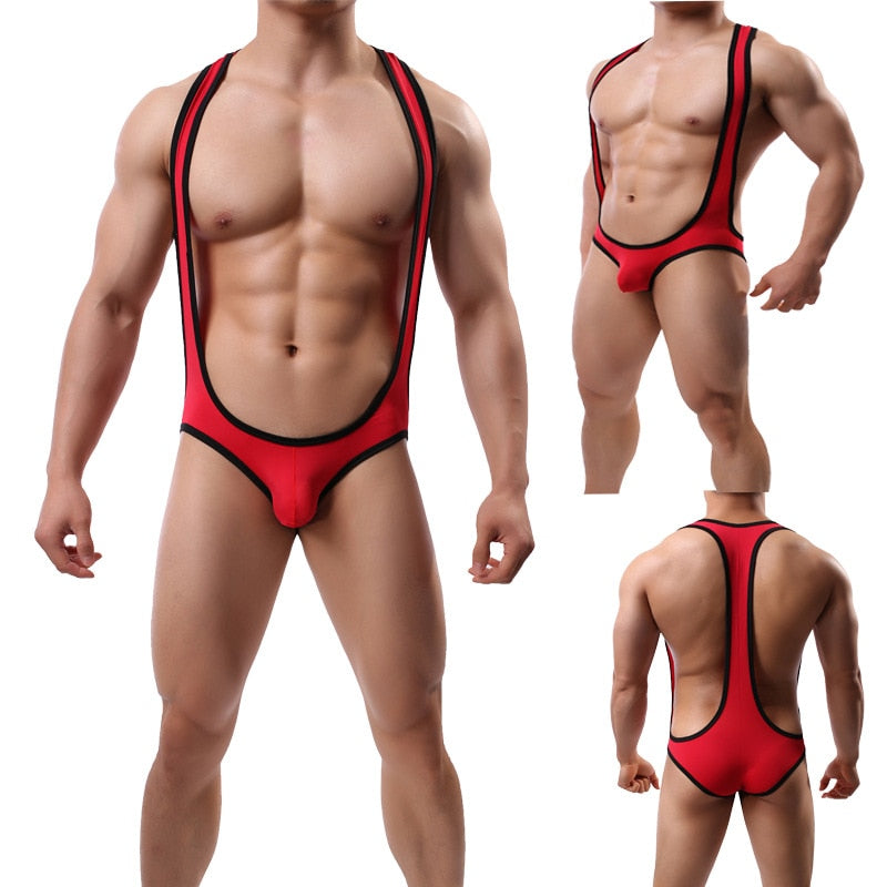Contrast Suspender Singlet - Red/Black - BIG BUOY CLUB